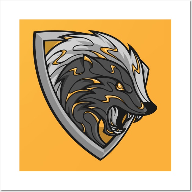 yellow and black loyal badger shield Wall Art by FamiFriki_V